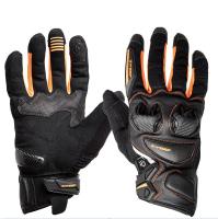 Sweep Перчатки кожаные+текстиль Hammer Black/Orange в Краснодаре